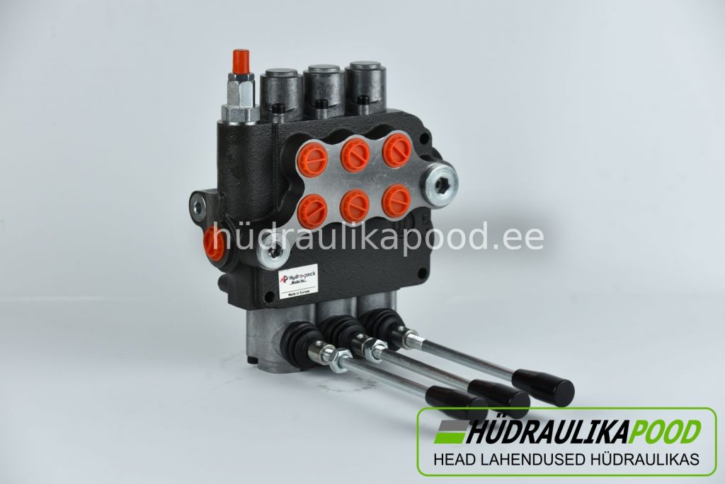 Hüdrojaoti P80 3-sekts. Kahe poolse tööga vedruga tagast.siiber. Q=80L Pordid 1/2″sk